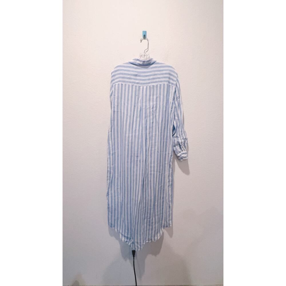 Frank & Eileen RORY dress in Wide White and Blue Stripe in Classic Linen small - Picture 9 of 9